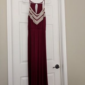 Nene britton marroon and crochet maxi dress